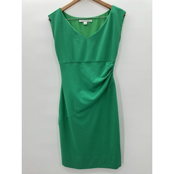 Diane Von Furstenberg Bevin Emerald Kelly Green Gathered Sheath Dress Size 6 - Picture 1 of 8